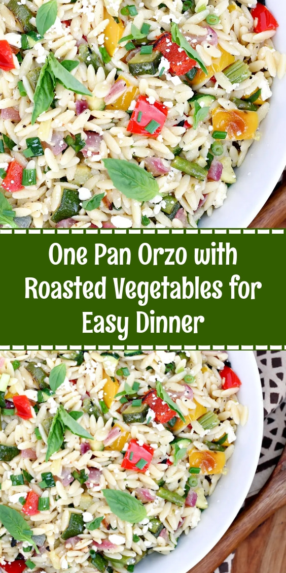 One Pan Orzo with Roasted Vegetables for Easy Dinner