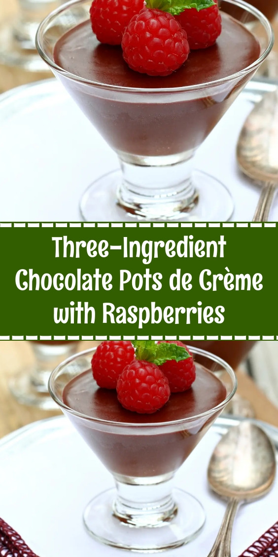 Three-Ingredient Chocolate Pots de Crème with Raspberries