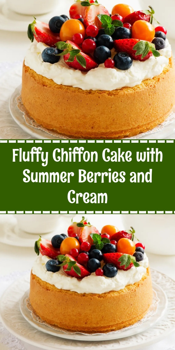 Fluffy Chiffon Cake with Summer Berries and Cream