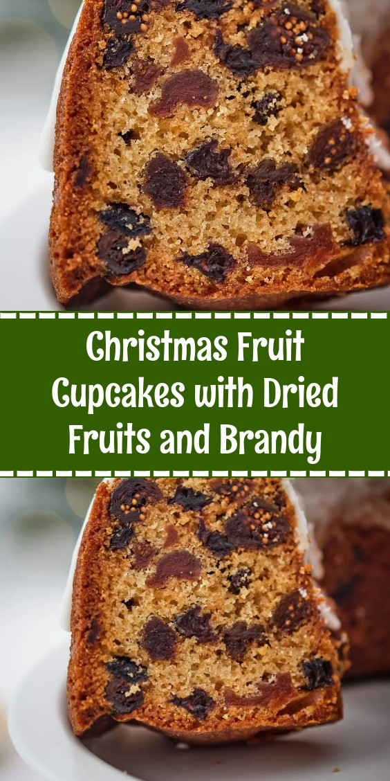 Christmas Fruit Cupcakes with Dried Fruits and Brandy